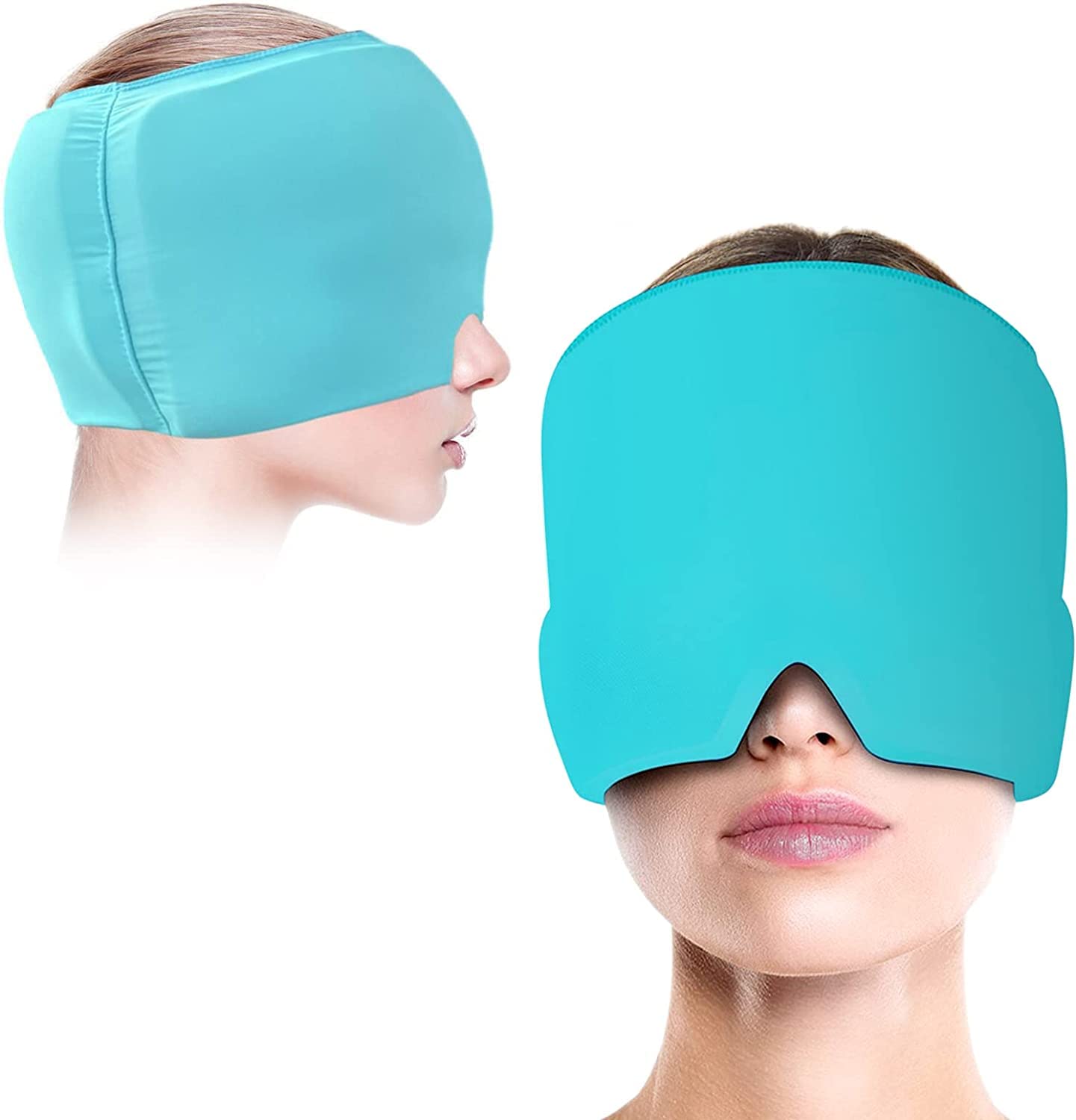 i THERAU Gorro Cómodo de Gel para Alivio de Dolor de Cabeza, Migrañas, ojos hinchados y estres para Terapia de Frío y caliente , Azul
