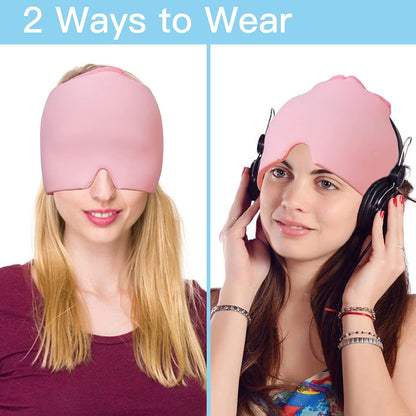 i THERAU Gorro Cómodo de Gel para Alivio de Dolor de Cabeza, Migrañas, ojos hinchados y estres para Terapia de Frío y caliente , Azul