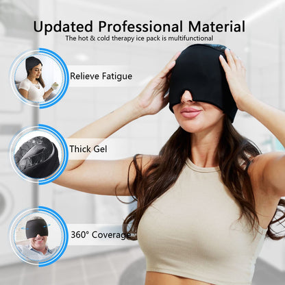 i THERAU Gorro Cómodo de Gel para Alivio de Dolor de Cabeza, Migrañas, ojos hinchados y estres para Terapia de Frío y caliente , Azul
